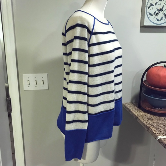 Iris & Ink 100% Cashmere striped oversized pullover sweater - Picture 5 of 15